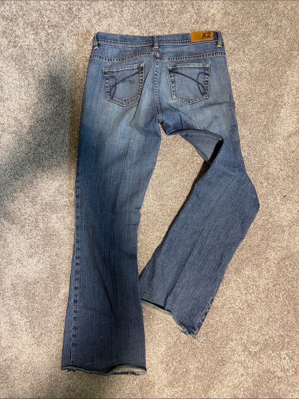 X2 Dark Blue Bootcut Jeans with Back Pocket Stitching flare leg